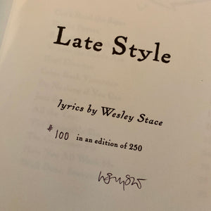 LATE STYLE - lyric book & single